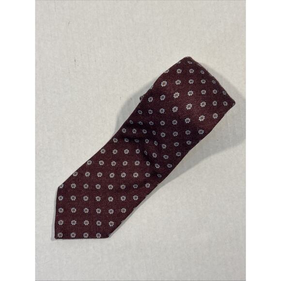 Beau Brummel VTG Italian Wool Blend Long Necktie Maroon & Gray Foulard Tie 64" L - Picture 1 of 7